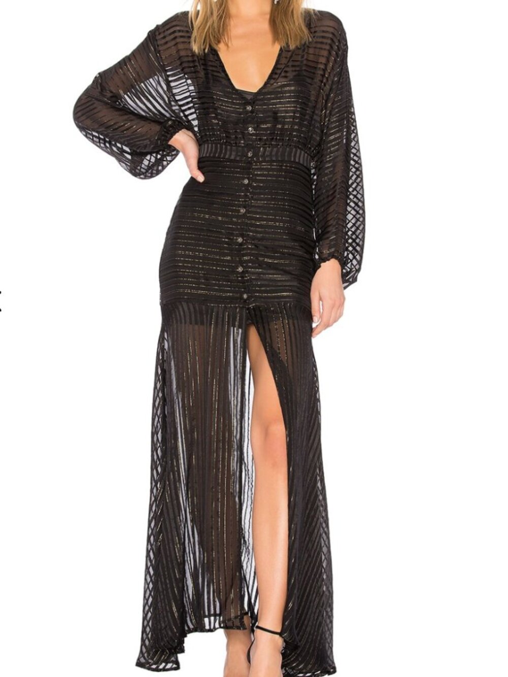 Asilio Star Fall Dress Black and Gold Shimmer Size 4 US